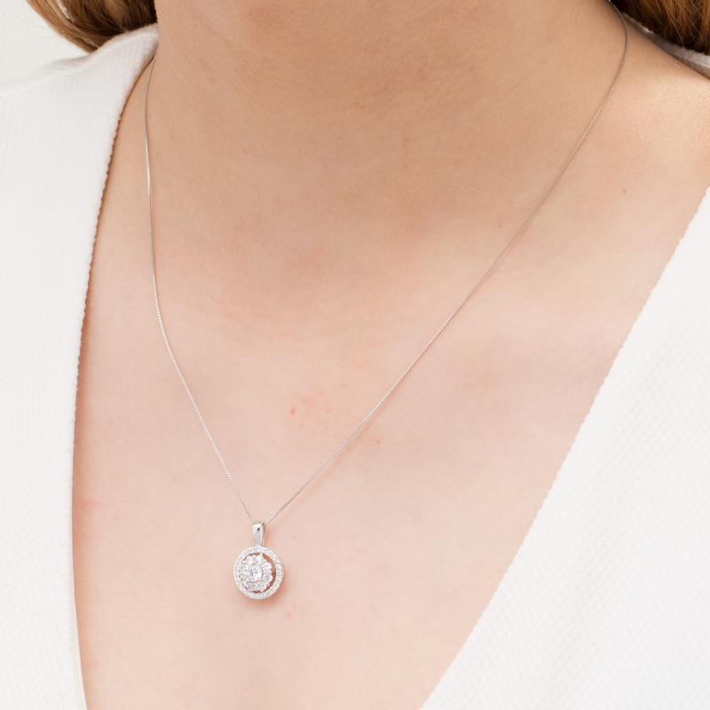 Main Image 2 of 1 CT. T.W. Certified Lab-Grown Diamond Double Frame Pendant in 14K White Gold (F/SI2)