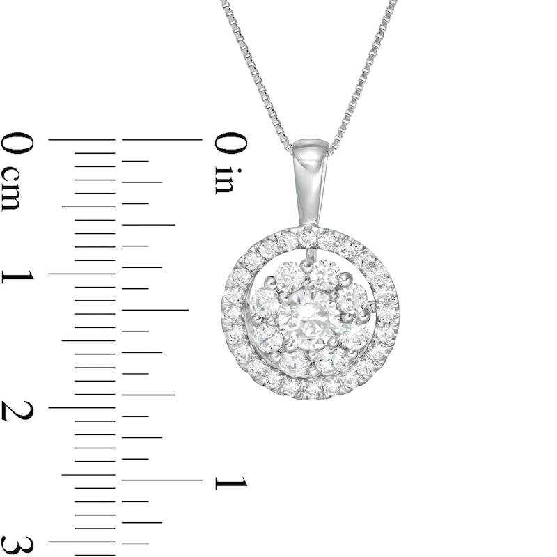 Main Image 3 of 1 CT. T.W. Certified Lab-Grown Diamond Double Frame Pendant in 14K White Gold (F/SI2)