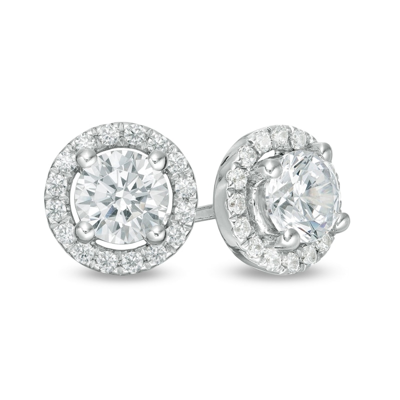 1 CT. T.W. Certified Lab-Created Diamond Frame Stud Earrings in 14K White Gold (F/SI2)