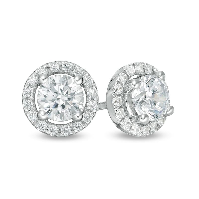 Main Image 1 of 1 CT. T.W. Certified Lab-Grown Diamond Frame Stud Earrings in 14K White Gold (F/SI2)