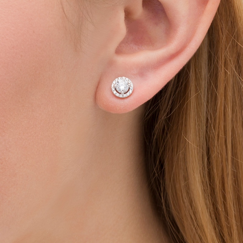 1 CT. T.W. Certified Lab-Created Diamond Frame Stud Earrings in 14K White Gold (F/SI2)