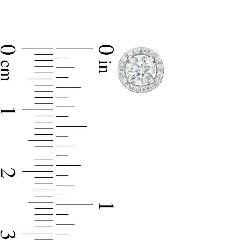 Main Image 3 of 1 CT. T.W. Certified Lab-Grown Diamond Frame Stud Earrings in 14K White Gold (F/SI2)