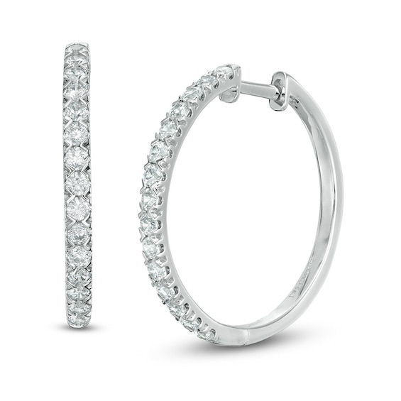 1 CT. T.W. Certified Lab-Created Diamond Hoop Earrings in 14K White Gold (F/SI2) 1 CT. T.W. Certified Lab-Created Diamond Hoop Earrings in 14K White Gold (F/SI2)