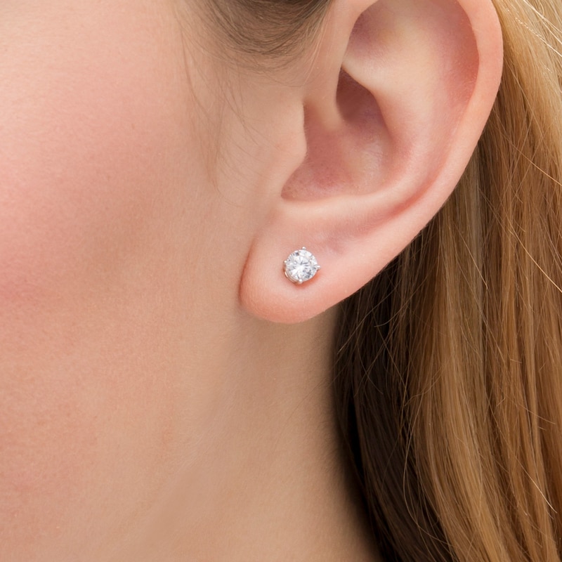 Main Image 2 of 1 CT. T.W. Certified Lab-Grown Diamond Solitaire Stud Earrings in 14K White Gold (F/SI2)
