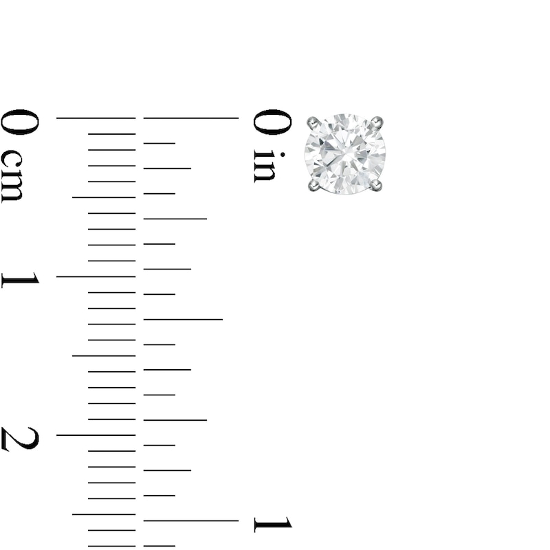 Main Image 3 of 1 CT. T.W. Certified Lab-Grown Diamond Solitaire Stud Earrings in 14K White Gold (F/SI2)