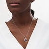 Thumbnail Image 1 of 5.0mm Lab-Created Ceylon and White Sapphire Crescent Moon with Heart Pendant in Sterling Silver