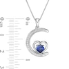 Thumbnail Image 2 of 5.0mm Lab-Created Ceylon and White Sapphire Crescent Moon with Heart Pendant in Sterling Silver