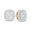 Thumbnail Image 0 of 7/8 CT. T.W. Composite Diamond Double Cushion Frame Stud Earrings in 14K Gold