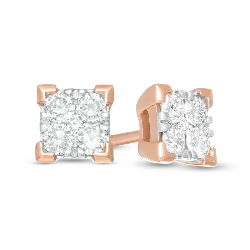 1/4 CT. T.W. Composite Diamond Square Stud Earrings in 10K Rose Gold