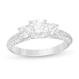 1-1/2 CT. T.W. Certified Lab-Created Diamond Edge Past Present Future® Engagement Ring in 14K White Gold (G/SI2)
