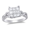Thumbnail Image 0 of 1 CT. T.W. Composite Princess-Cut Diamond Twist Shank Engagement Ring in 10K White Gold