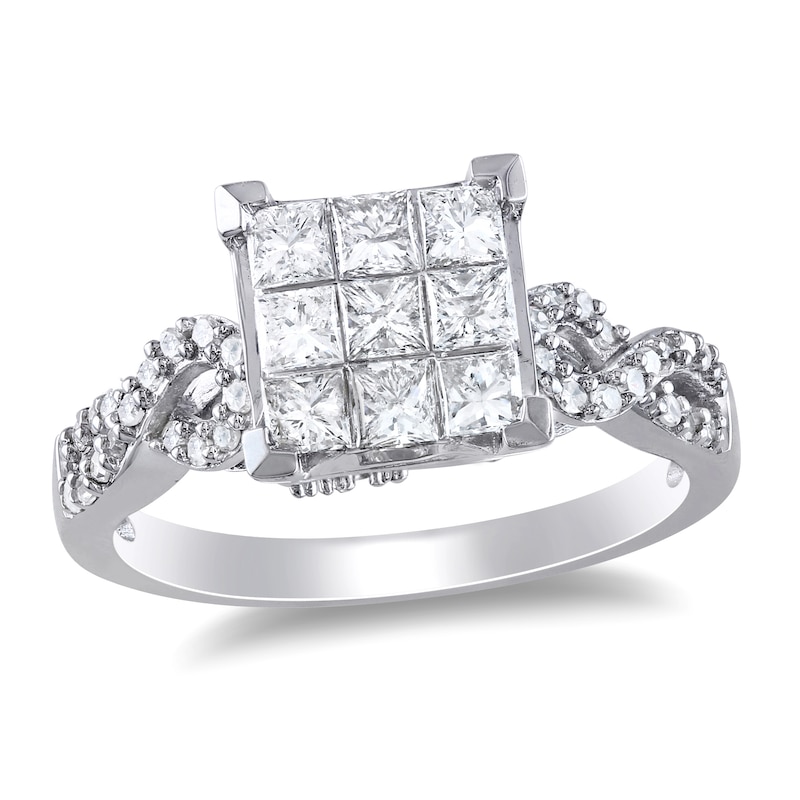 1 CT. T.W. Composite Princess-Cut Diamond Twist Shank Engagement Ring in 10K White Gold