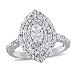 1 CT. T.W. Marquise Diamond Triple Frame Engagement Ring in 14K White Gold
