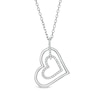 Thumbnail Image 0 of Vera Wang Love Collection 1/8 CT. T.W. Diamond Tilted Double Heart Outline Pendant in Sterling Silver - 19"