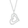 Thumbnail Image 1 of Vera Wang Love Collection 1/8 CT. T.W. Diamond Tilted Double Heart Outline Pendant in Sterling Silver - 19"