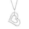 Thumbnail Image 2 of Vera Wang Love Collection 1/8 CT. T.W. Diamond Tilted Double Heart Outline Pendant in Sterling Silver - 19"