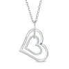 Thumbnail Image 3 of Vera Wang Love Collection 1/8 CT. T.W. Diamond Tilted Double Heart Outline Pendant in Sterling Silver - 19"