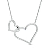 Thumbnail Image 4 of Vera Wang Love Collection 1/6 CT. T.W. Diamond Interlocking Double Heart Necklace in Sterling Silver - 19"
