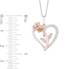 Thumbnail Image 2 of Enchanted Disney Belle 1/10 CT. T.W. Diamond Rose and Heart Pendant in Sterling Silver and 10K Rose Gold - 19"