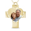Thumbnail Image 0 of Engravable Photo Perforated Heart Cross Pendant in 14K White, Yellow or Rose Gold (1 Image and 2 Lines)