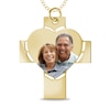 Thumbnail Image 1 of Engravable Photo Perforated Heart Cross Pendant in 14K White, Yellow or Rose Gold (1 Image and 2 Lines)