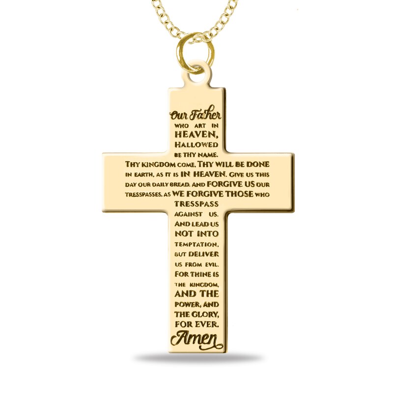 Engravable Lord S Prayer Cross Pendant In 14k White Yellow Or Rose Gold 1 Line Zales - Our Father Cross Pendant