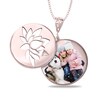 Thumbnail Image 1 of Engravable Photo Lotus Flower Swivel Disc Pendant in 14K White, Yellow or Rose Gold (1 Image and 4 Lines)