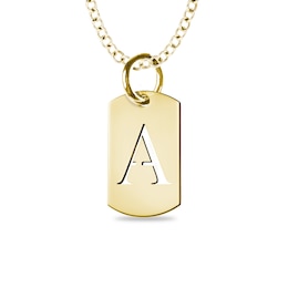 Cut-Out Initial Dog Tag Pendant in 14K White, Yellow or Rose Gold (1 Initial)