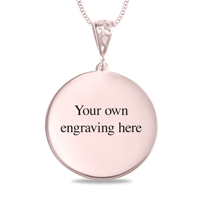 Main Image 3 of Engravable Photo Family Tree Swivel Disc Pendant in 14K White, Yellow or Rose Gold (1 Image and 4 Lines)