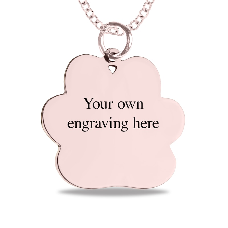 Engravable Photo Textured Paw Print Pet Pendant in 14K White, Yellow or Rose Gold (1 Image and 2 Lines)