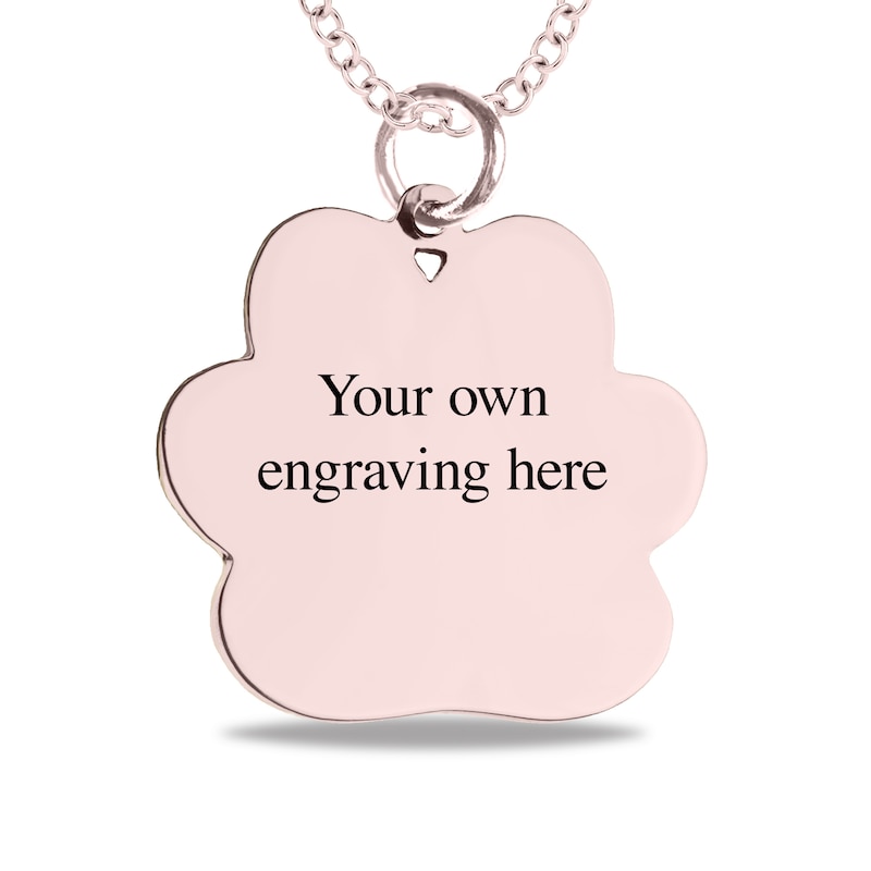 Main Image 3 of Engravable Photo Textured Paw Print Pet Pendant in 14K White, Yellow or Rose Gold (1 Image and 2 Lines)