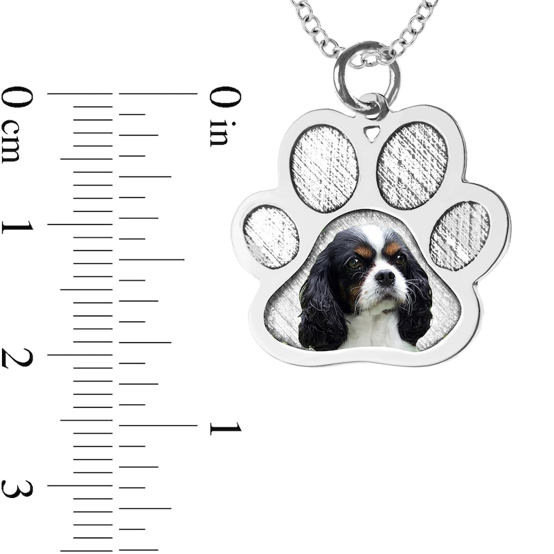 Main Image 4 of Engravable Photo Textured Paw Print Pet Pendant in 14K White, Yellow or Rose Gold (1 Image and 2 Lines)