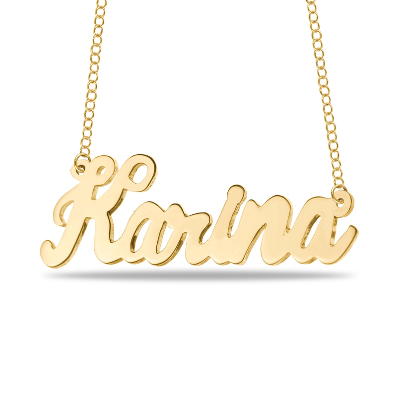 Handwriting Name Necklace in 14K White, Yellow or Rose Gold (1 Image)