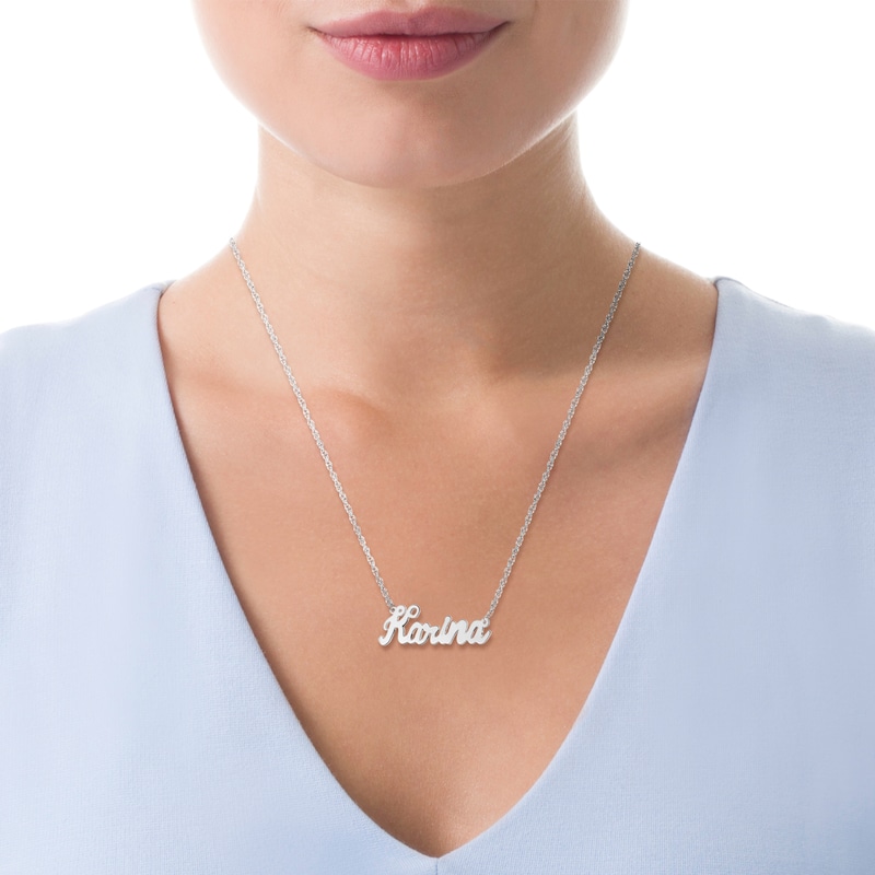 Handwriting Name Necklace in 14K White, Yellow or Rose Gold (1 Image)