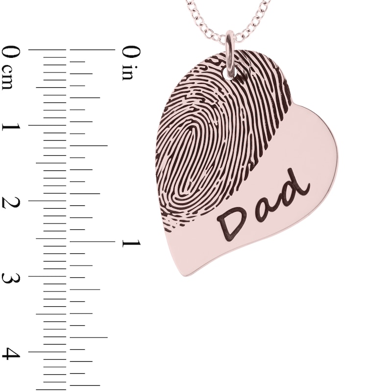Main Image 4 of Engravable Print and Your Own Handwriting Tilted Heart Pendant in 14K White, Yellow or Rose Gold (1 Image and 4 Lines)