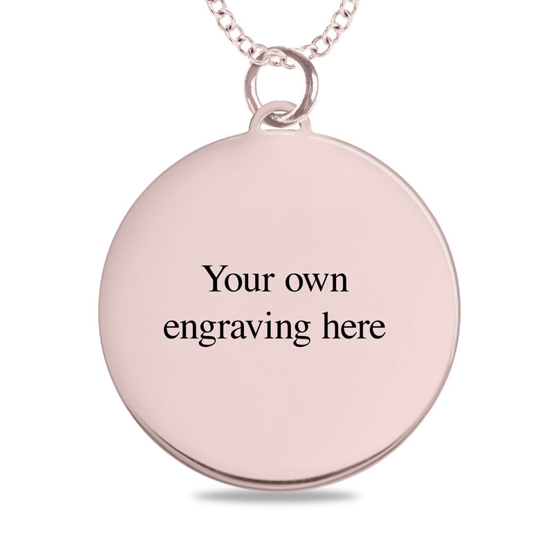 Main Image 3 of Engravable Your Own Handwriting Disc Pendant in 14K White, Yellow or Rose Gold (1 Image and 4 Lines)