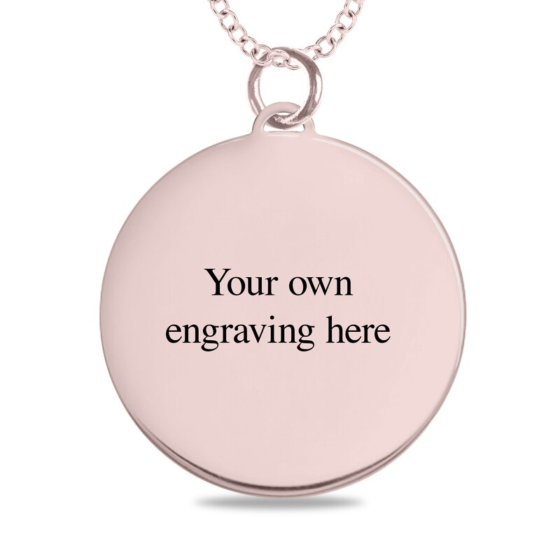 Engravable Your Own Handwriting Disc Pendant in 14K White, Yellow or Rose Gold (1 Image and 4 Lines)