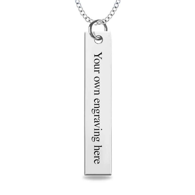 Engravable Handwriting Vertical Bar Pendant in 14K White, Yellow or Rose Gold (1 Image and Line)