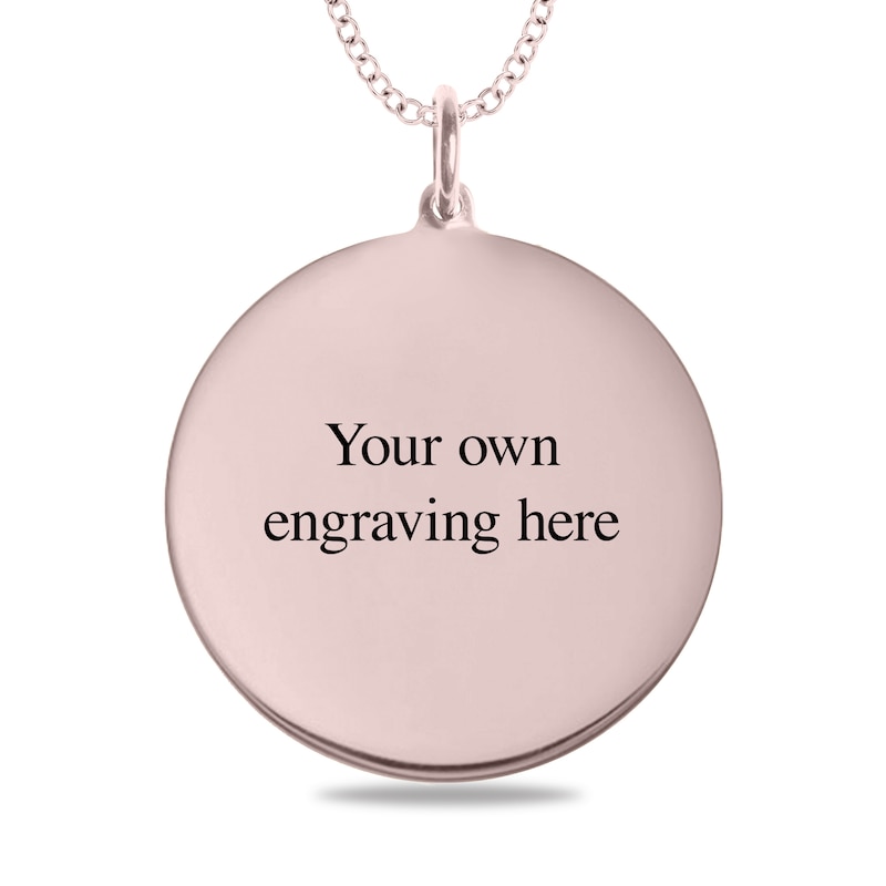 Main Image 3 of Engravable Photo Rope Frame Circle Pendant in 14K White, Yellow or Rose Gold (1 Image and 3 Lines)