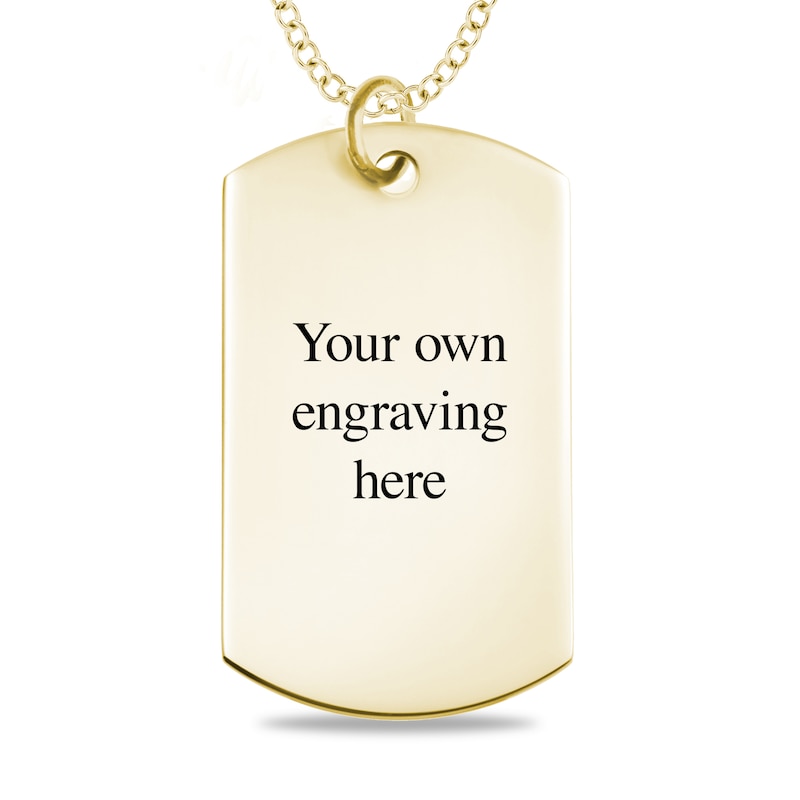 Main Image 3 of Engravable Print and Your Own Handwriting Dog Tag Pendant in 14K White, Yellow or Rose Gold (1 Image and 4 Lines)