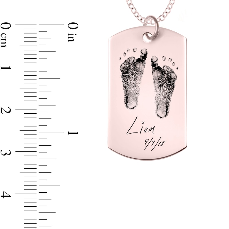 Main Image 4 of Engravable Print and Your Own Handwriting Dog Tag Pendant in 14K White, Yellow or Rose Gold (1 Image and 4 Lines)