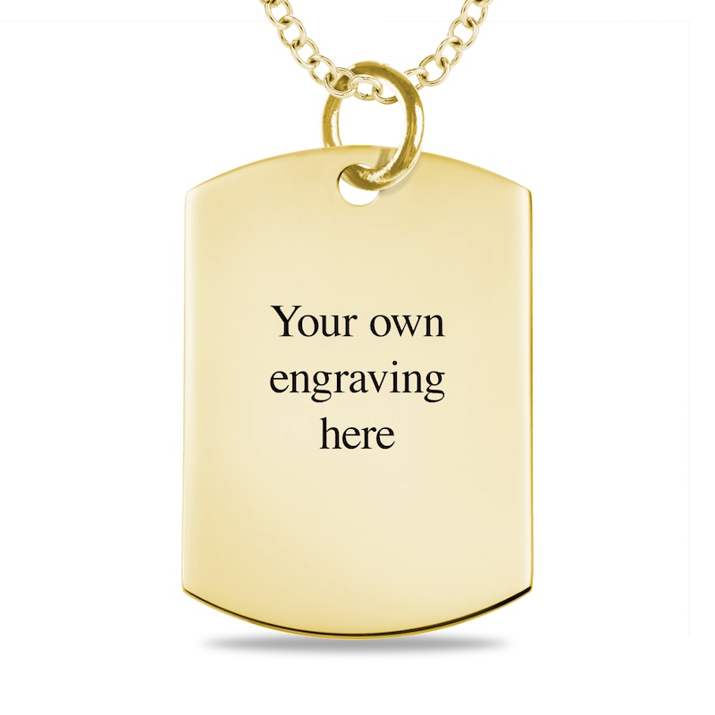 Dog Tags 10K Yellow Gold Diamond Pendant Can Be Engraved