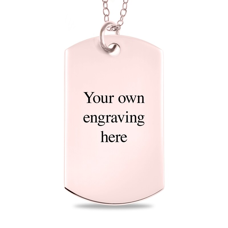 Main Image 3 of Large Engravable Photo Dog Tag Pendant in 14K White, Yellow or Rose Gold (1 Image and 4 Lines)