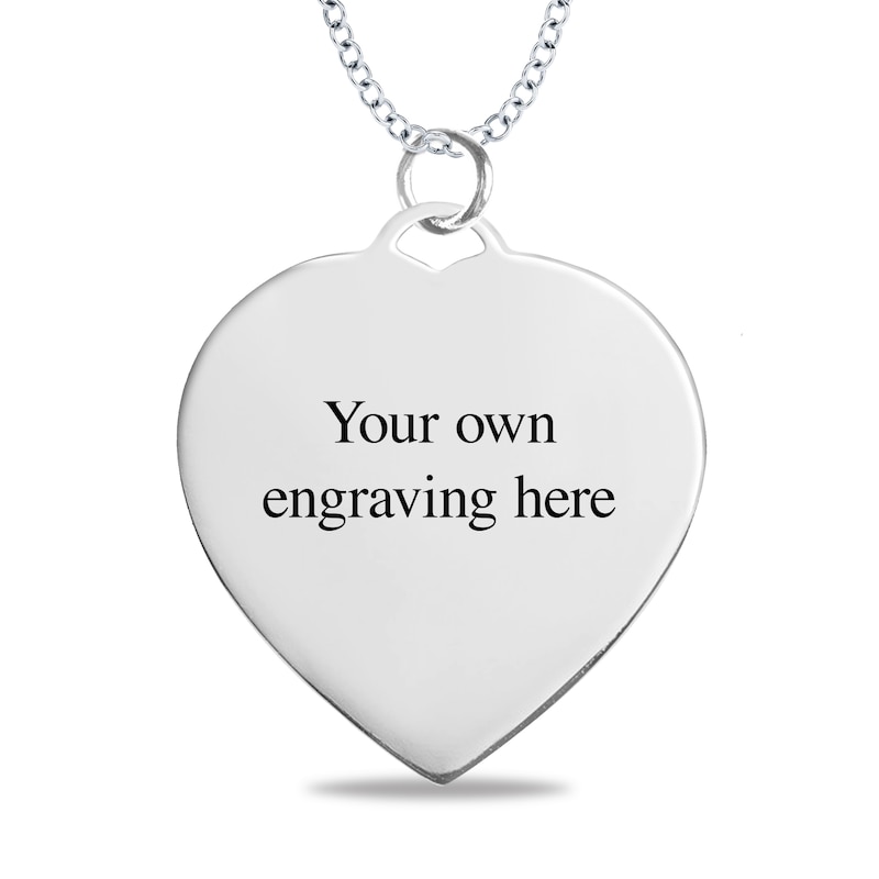 Main Image 3 of Medium Engravable Photo Heart Pendant in 14K White, Yellow or Rose Gold (1 Image and 3 Lines)