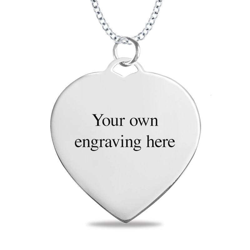 Medium Engravable Photo Heart Pendant in 14K White, Yellow or Rose Gold (1 Image and 3 Lines)