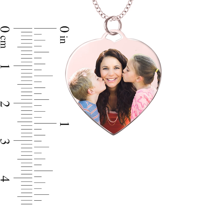 Main Image 4 of Medium Engravable Photo Heart Pendant in 14K White, Yellow or Rose Gold (1 Image and 3 Lines)