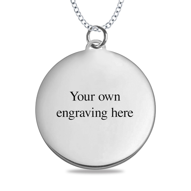 Main Image 3 of Medium Engravable Photo Circle Pendant in 14K White, Yellow or Rose Gold (1 Image and 3 Lines)