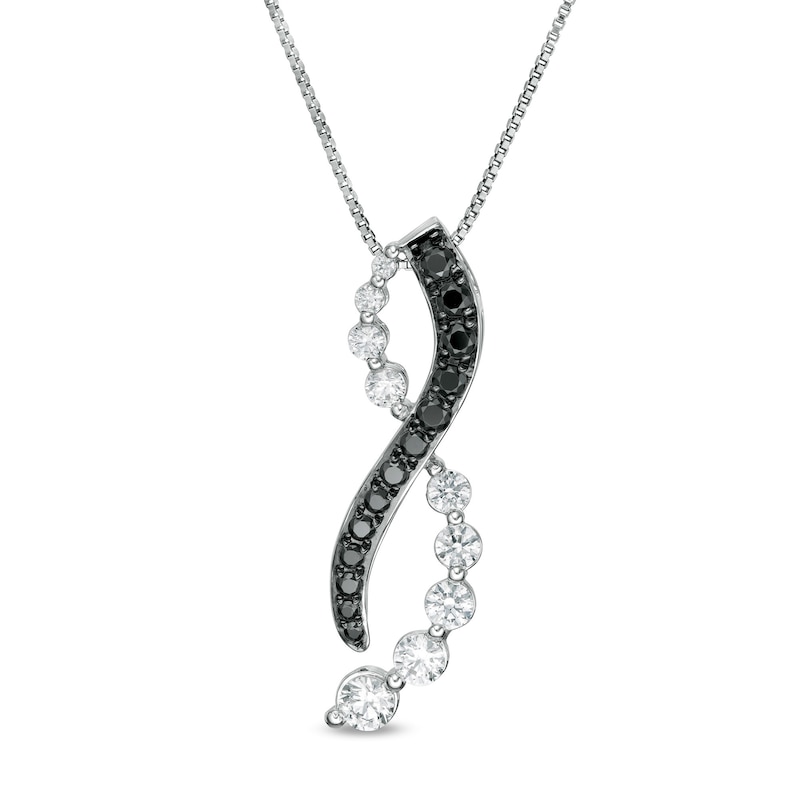 Main Image 1 of 1 CT. T.W. Enhanced Black and White Journey Diamond Twist Pendant in 10K White Gold