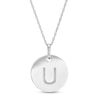 Thumbnail Image 1 of Etched "U" Initial Disc Pendant in 10K White Gold
