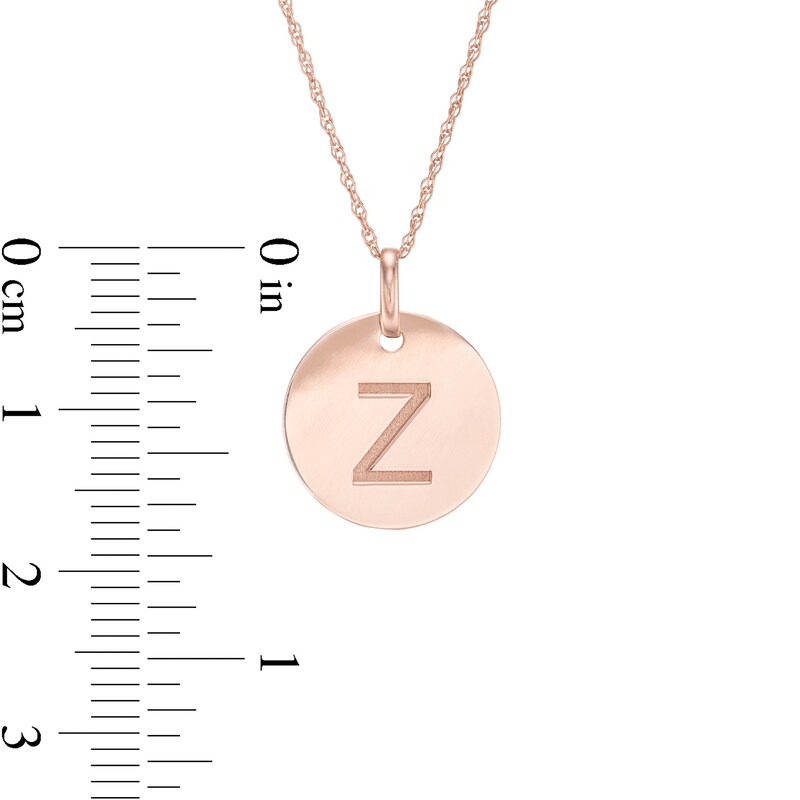 Etched "Z" Initial Disc Pendant in 10K Rose Gold